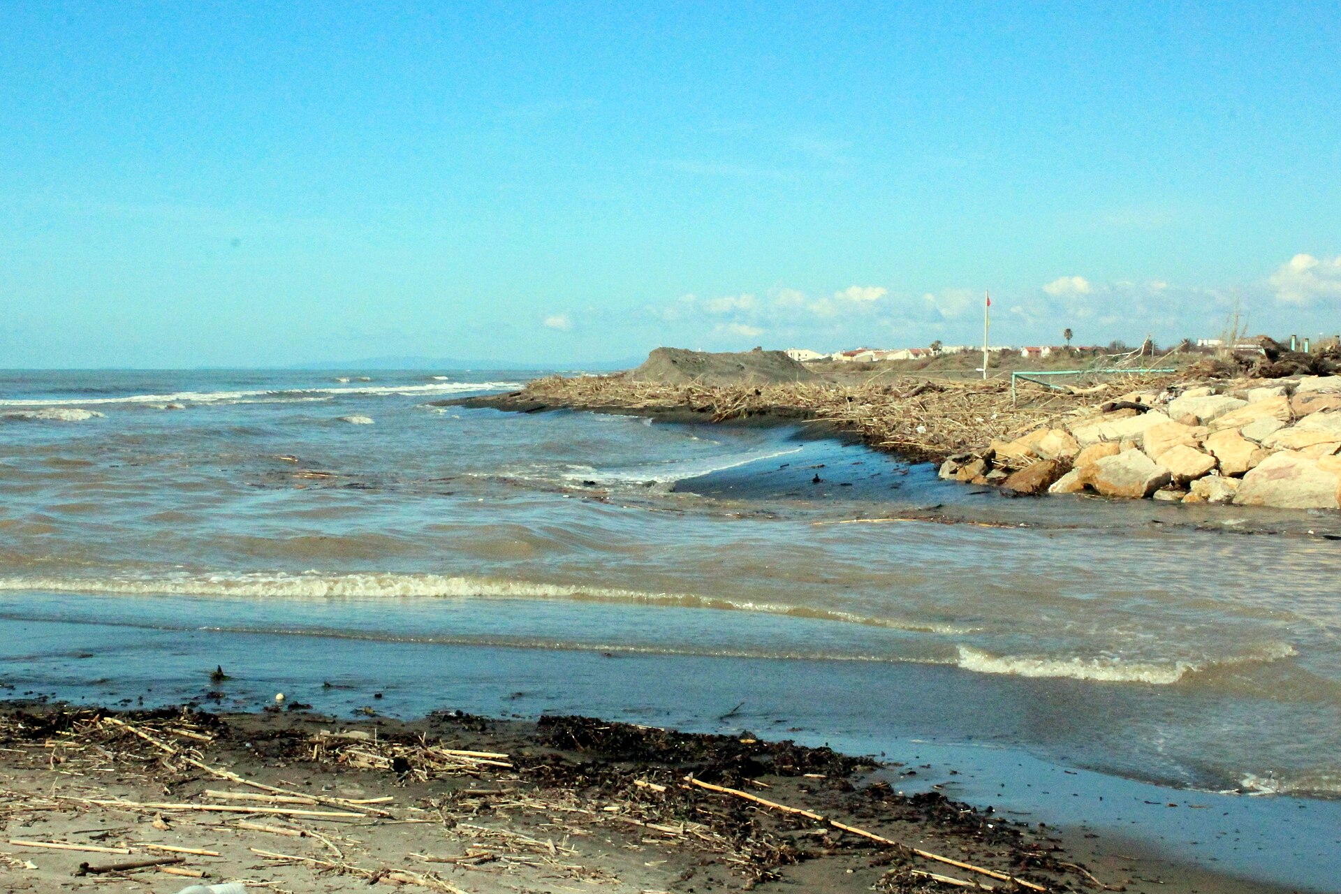 Waves and shoreline at Lido di Tarquinia